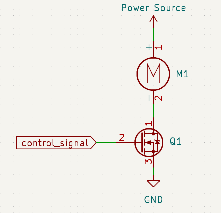 Naive motor controller circuit with a MOSFET switching a motor directly
