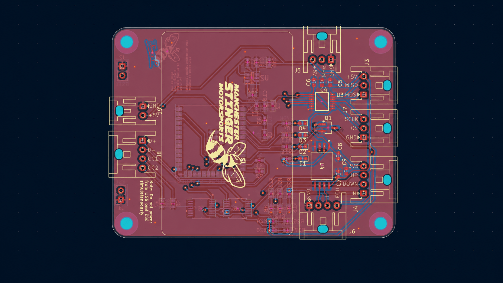PCB layout of the electronic gear shifter control board